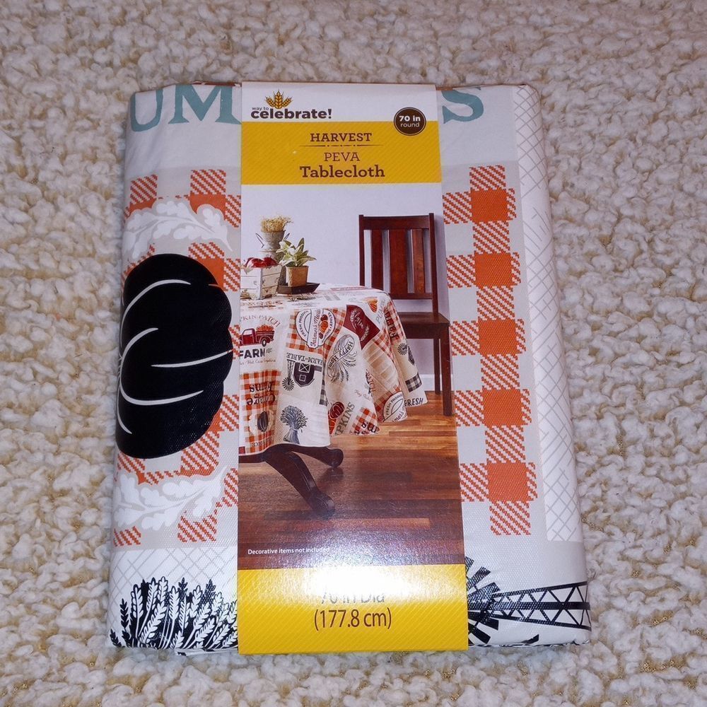 Fall Thanksgiving Round Vinyl Tablecloth